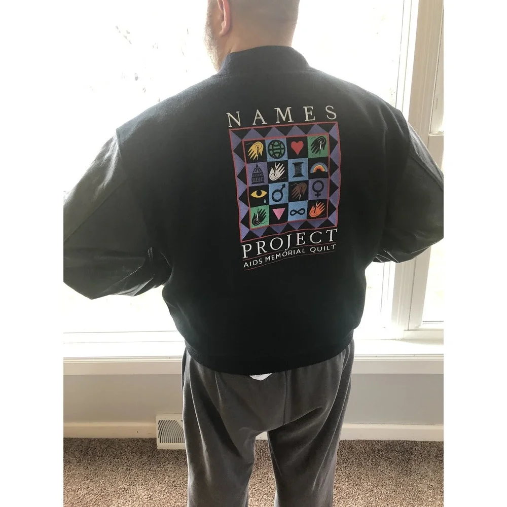 Golden Bear Jacket‎ Men XXL Letterman Names Project AIDS Memorial Quilt LGBTQ